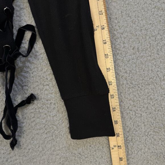 Peace Love World Womens Black Crazy in Love Crop Sweatshirt Side Tie Bows - Picture 9 of 13